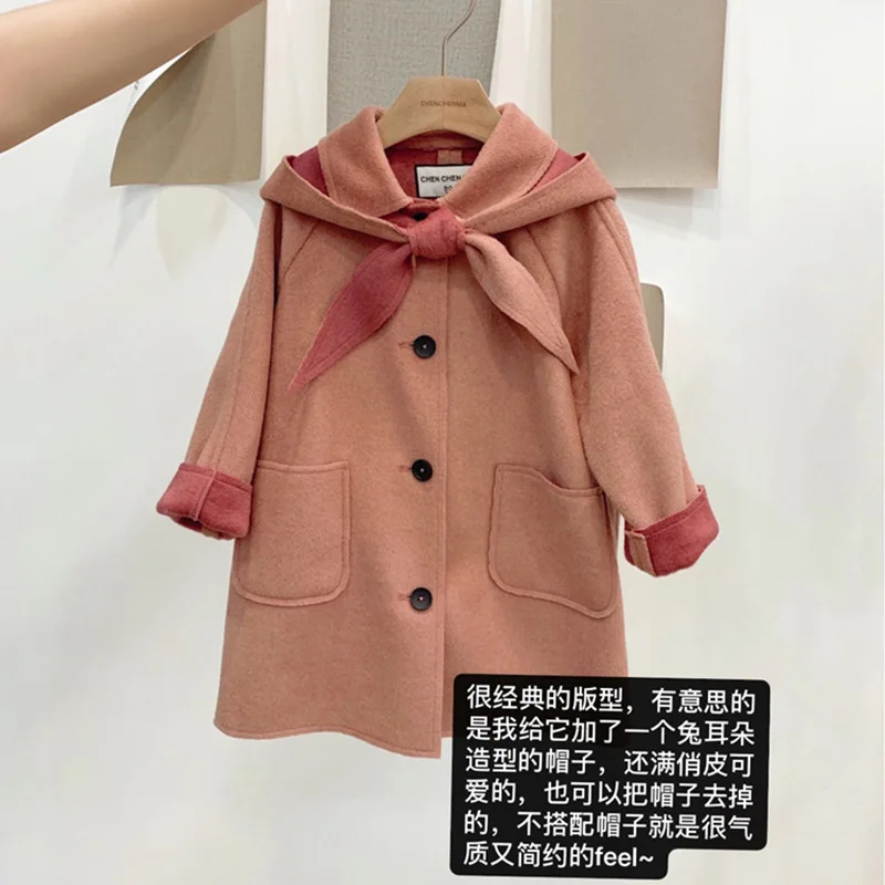 Baby Girl Wool Coats 2019 Winter New Toddler Girls Cute Hooded Jackets Kids Jacket Outwear Casual Coat 2-4Y |
