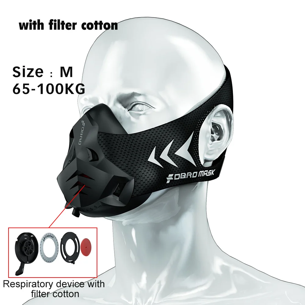 FDBRO Pro спортивная маска для бега, для фитнеса, тренажерного зала, тренировки, велоспорта, высокая высота, для тренировок, кондиционеры, спортивные маски - Цвет: With Filter Cotton M