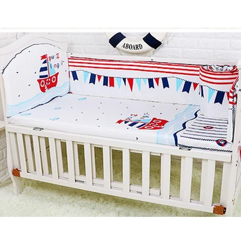 

5 Pcs Cotton Baby Bedding Set Cartoon Animated Crib Bed Bumper For Infant Animal Bed Sheet Washable Children's Bed Protector