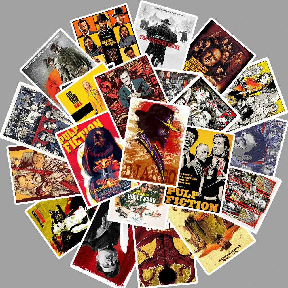 24Pcs Quentin Tarantino Movie Pulp Fiction/kill Bill Stickers for DIY Laptop Luggage Refrigerator Decor Waterproof Toy Sticker