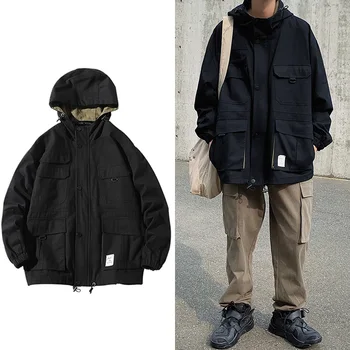 

2020 New Men Hooded Jackets And Coats Casaco Masculino Solid Bomber Jacket Men Military Jackets Mens Coat ABZ592