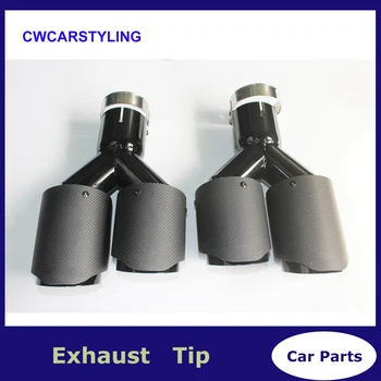 

1 Pair Y Model Ak Carbon with Grilled Black stainless steel Exhausts Dual End Tips for BMW BENZ AUDI VW Exhaust Dual Tips