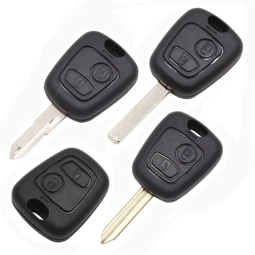 X Autohaux 2 Buttons Uncut Insert Key Fob Case Remote Control Shell Replacement Car Key Case for Peugeot 106 107 206 207 306 307