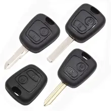 X Autohaux 2 Buttons Uncut Insert Key Fob Case Remote Control Shell Replacement Car Key Case for Peugeot 106 107 206 207 306 307
