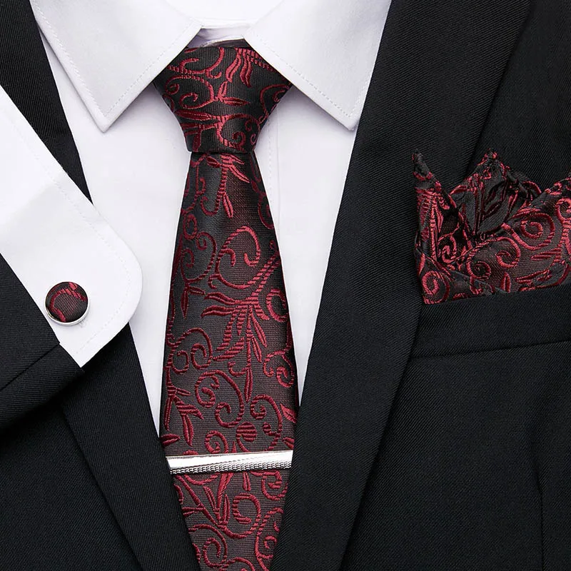 Модный мужской галстук, 7,5 см, шелк, Одноцветный галстук, набор, синий, розовый, фиолетовый, желтый, серый, красный, свадебные галстуки, Hanky, запонки, набор - Цвет: SZ93