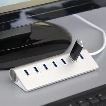 

Portable Size Aluminum Alloy Super High Speed 4 Ports USB Hub USB Splitter Adapter With LED Indicator For PC Laptop Computer