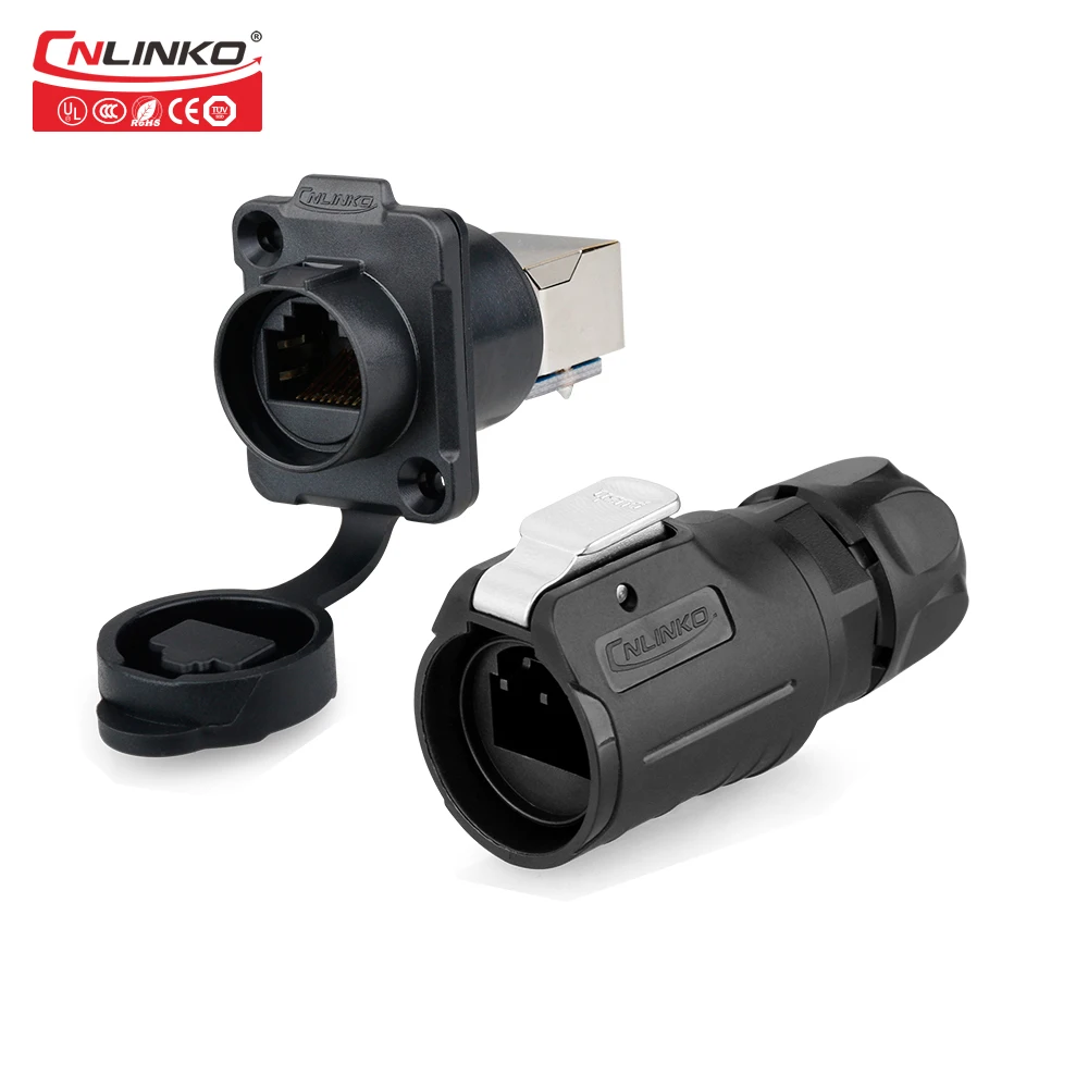Cnlinko PBT пластиковый RJ45 разъем штекер гнездо промышленные водонепроницаемые Ethernet