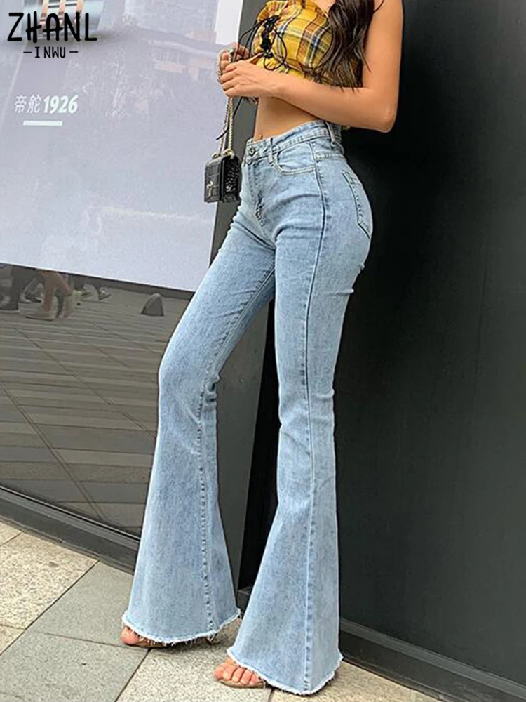 Jeans for Women Work Casual Soft Washed Denim High Waist Slim Fit Flares Bootcut Pants Trousers 