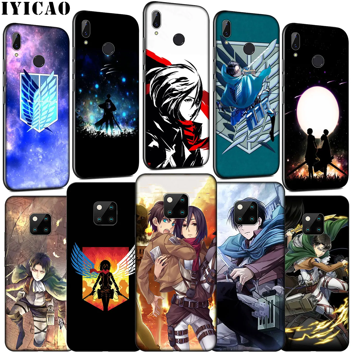 IYICAO Attack on Titan Мягкий силиконовый чехол для телефона Huawei Mate 30 20 10 Pro черный Nova 5i 4 3 3i 2i