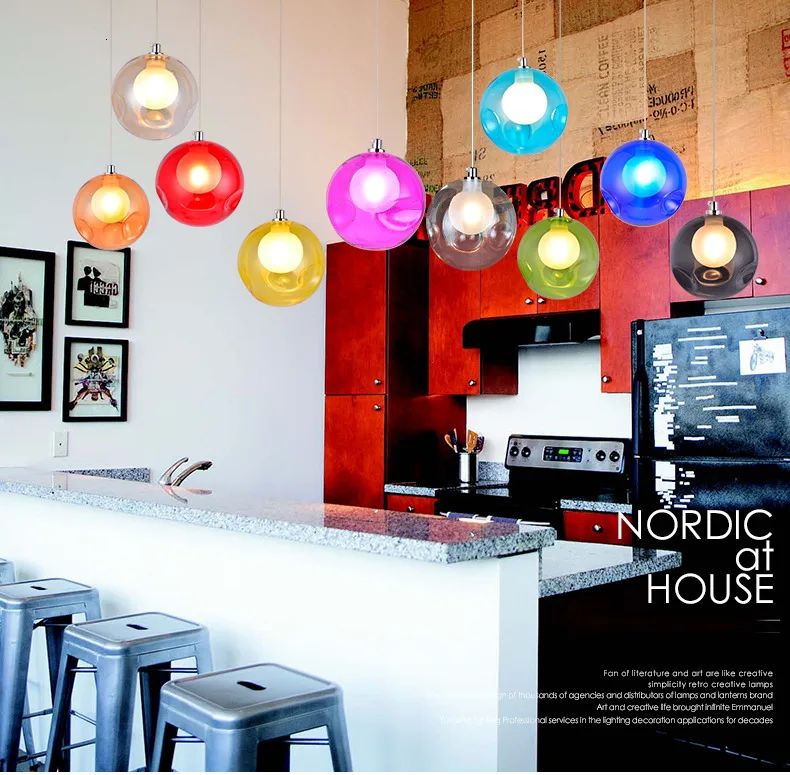 Креативный светильник-люстра из выдувного стекла, прозрачные цветные стеклянные бра G4 светодиодный подвесной светильник для гостиной, детской комнаты, подвесной светильник s
