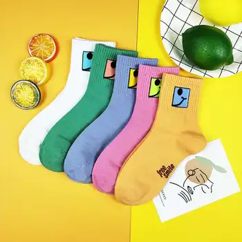 

Socks children's smiling face fashionable tube colorful versatile autumn and winter thin high waist stockings
