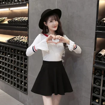 

Women Skirts Slim High Waist Solid Color Mujer Thin Pleated Fashion Skirt With Pockets