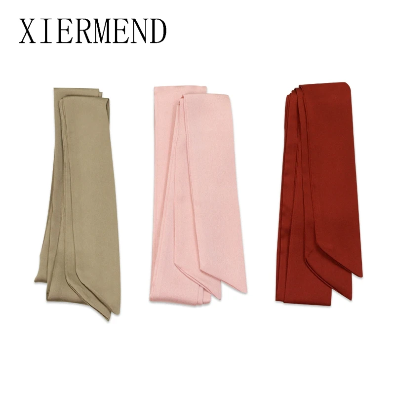 Kleines Temperament, kontrahierte lange, reine Farbschals, Damen-Frühlings- und Herbstmode, Taschenband, Gürtel, dünner Schal – Detail 3