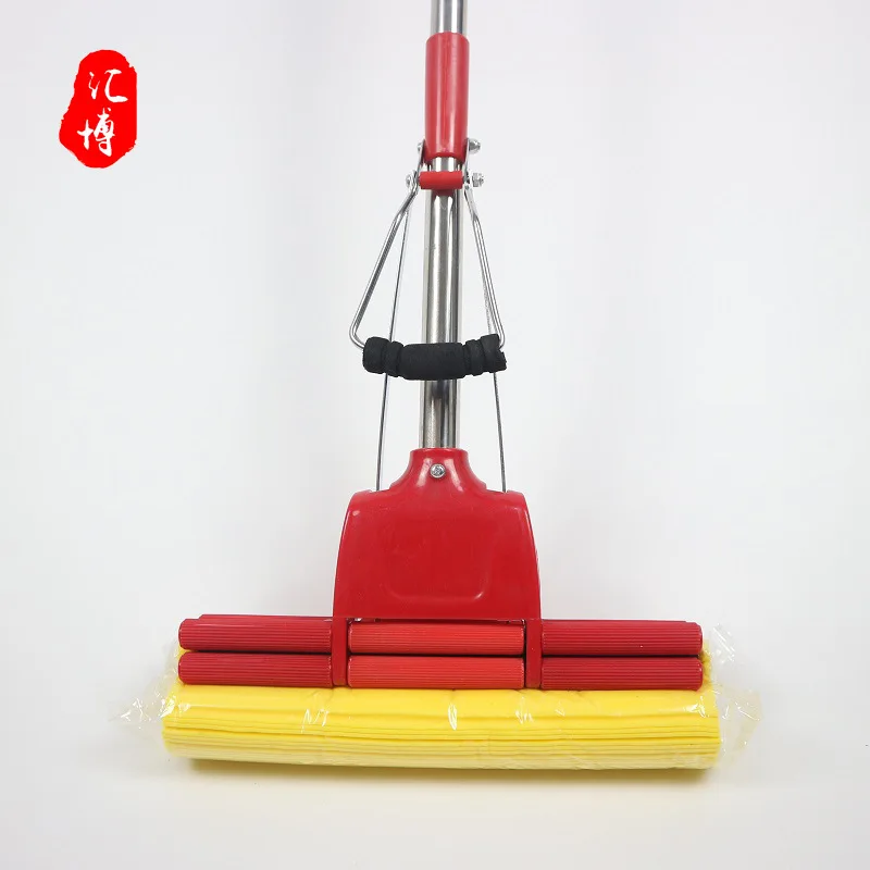 27cm Chinese Red Water-Absorbing Sponge Mop Lazy Mop Roller Household PVA Mop Free Hand Wash