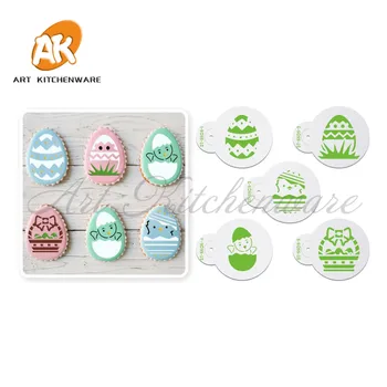 5 개/대 행복한 부활절 달걀 디자인 컵케익 스텐실 케이크 레이스 사이드 스텐실 퐁당 장식 베이킹 주방 과자 도구
