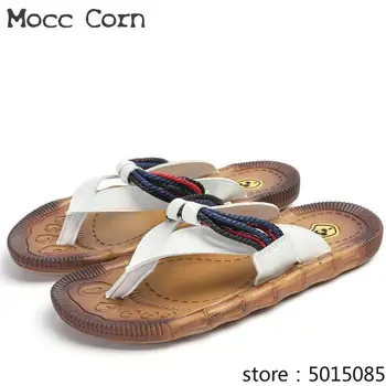 

Leather Slippers Male Summer Beach Sandals For Men Slides Designer Flip Flops Fashion Indoor Outdoor Men Slippers Casual Shoes