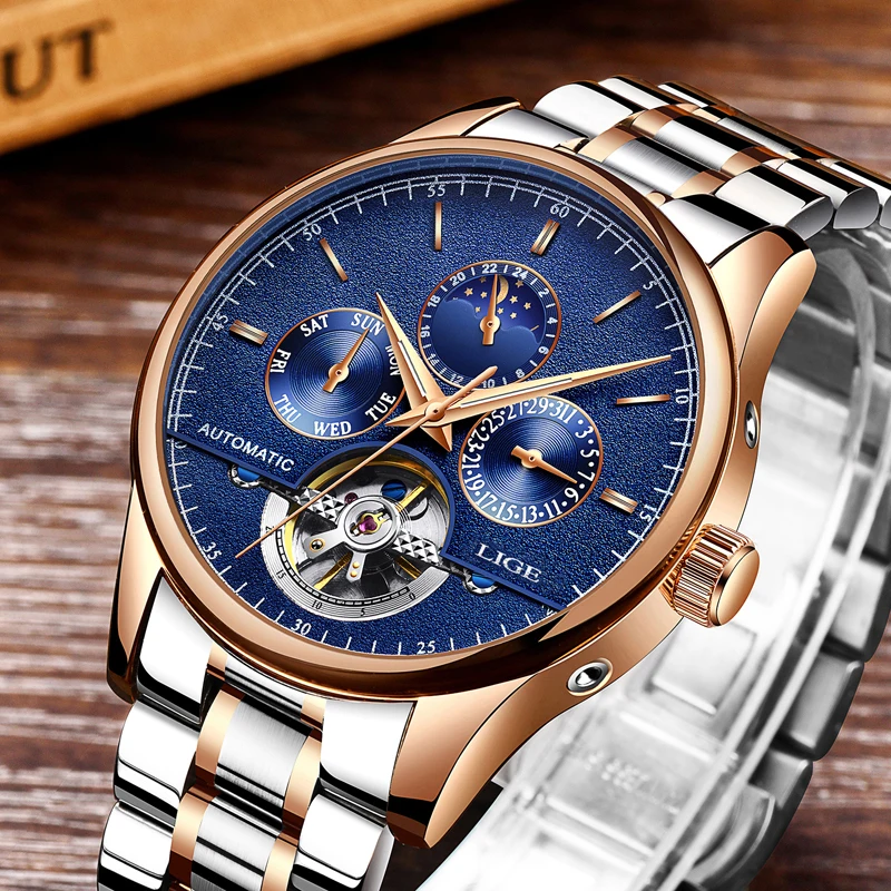 Relojes LIGE Мужские автоматические механические Спортивные часы мужские роскошные Брендовые повседневные часы мужские наручные часы армейские часы relogio masculino
