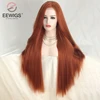 Eewig-perruque Lace Front Wig synthétique, lisse, cheveux longs et rouges, sans colle, résistantes à la chaleur, pour femmes noires ► Photo 3/5