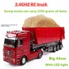 2.4GHZ 6CH Remote Control Truck With LED Light  Big Dump Truck Load 2250g Electric Toy Car Model Semi-Trailer  For Kids Gifts 1