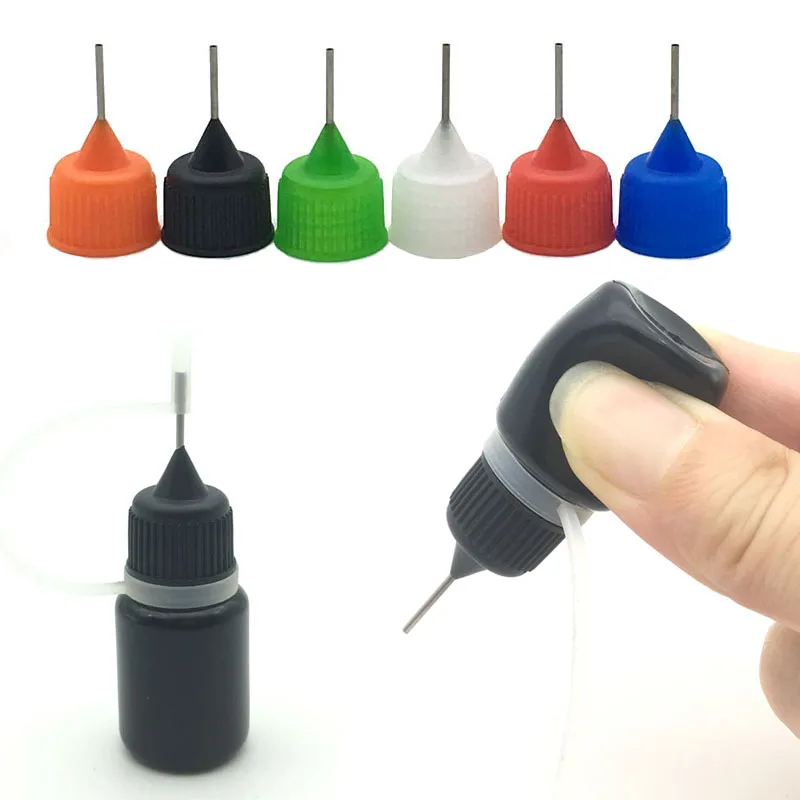 

150pcs 5ml Empty PE Dropper Black Bottle Plastic Container With Metal Needle Cap For Liquid Vial