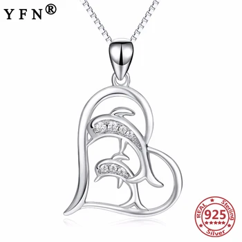 

YFN 925 Sterling Silver Dolphins Necklace Mom&Baby Dolphin Pendant Necklace Women's Jewelry 925 Silver Chains Mother's Day Gifts
