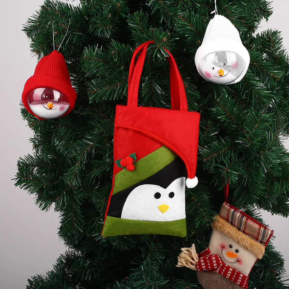 Cute Christmas Candy Bag Non-woven Kids Gifts Holder Decoration Ornaments
