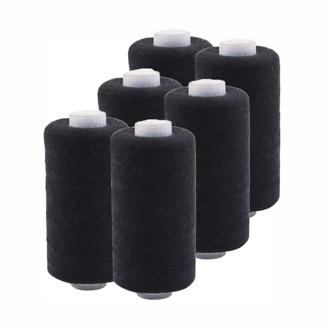 D&D 500M Strong and Durable Sewing Threads for Sewing Polyester Thread Clothes Sewing Supplies Accessories White  Black 6pcs Black