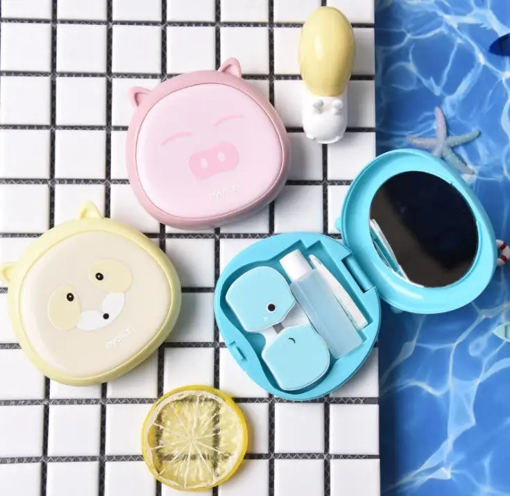 

New Arrival Contact Lens Case Female Man Portable Colored Container Lovely Contact Box Travel Kit Women Delicate Accessories