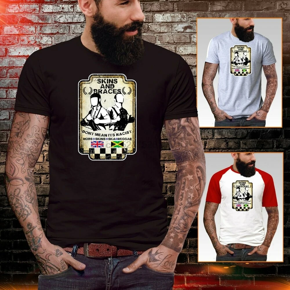 Скины и скобы не означает что это расистская футболка мод Skinhead английский Топ |