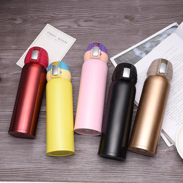 500ML Water Bottle Vacuum Insulated Flask Thermal Sport Chilly Hot Cold Cup  Candy Color Bounce Lid Thermos - AliExpress