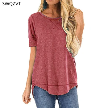 

New Summer Short Sleeve Women Tshirts Fashion Casual Solid Round Neck Soft Women Top Tee Clothing Ladies t-shirt 2020