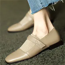 

Oxfords Women's Cow Leather Flats Mary Janes Square Toe Loafer Shoes Ankle Boots Office Elegant Shoes