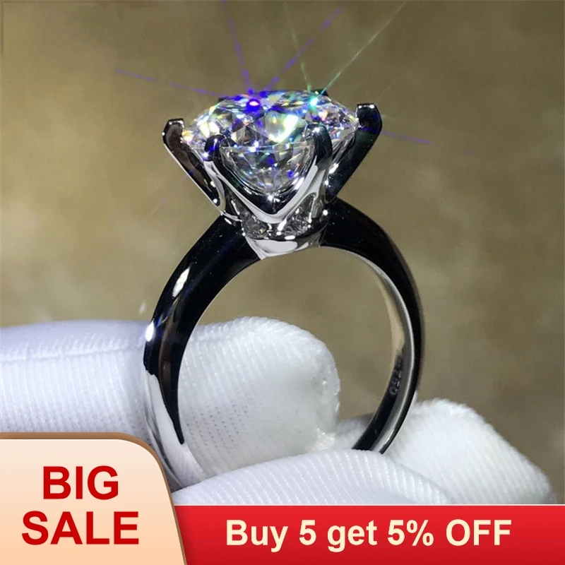 

2018 Solitaire ring 100% Soild 925 Sterling silver Jewelry 1.5ct Sona AAAAA Zircon Cz Engagement wedding band rings for women