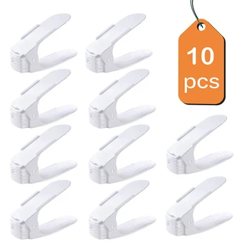 

Fowecelt 10pcs Amazing Shoe Rack Organizer Adjustable Shoe Storage Boxes Space Saver Furniture Closet Organizer Shoe Container