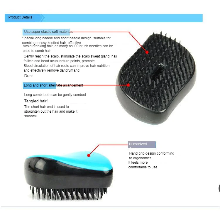 Manufacturers Direct Selling Anti-static Massage Combs Plastic Tangle Teezer Hairdressing Comb TT Comb Portable Models Wholesale