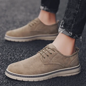 

Classics Style Men Casual Shoes outdoor breathable Lace Up Suede Leather Soft Light Men Shoes Comfortable Men flats Shoes