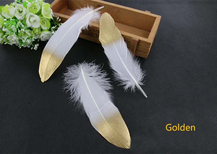 Golden 10 pcs 5-8 дюймов два цвета перья ремесла красивый градиент Плюм шоу Свадьба День Рождения Вечеринка DIY украшения принадлежности 10 шт./лот - Цвет: Golden 10 pcs