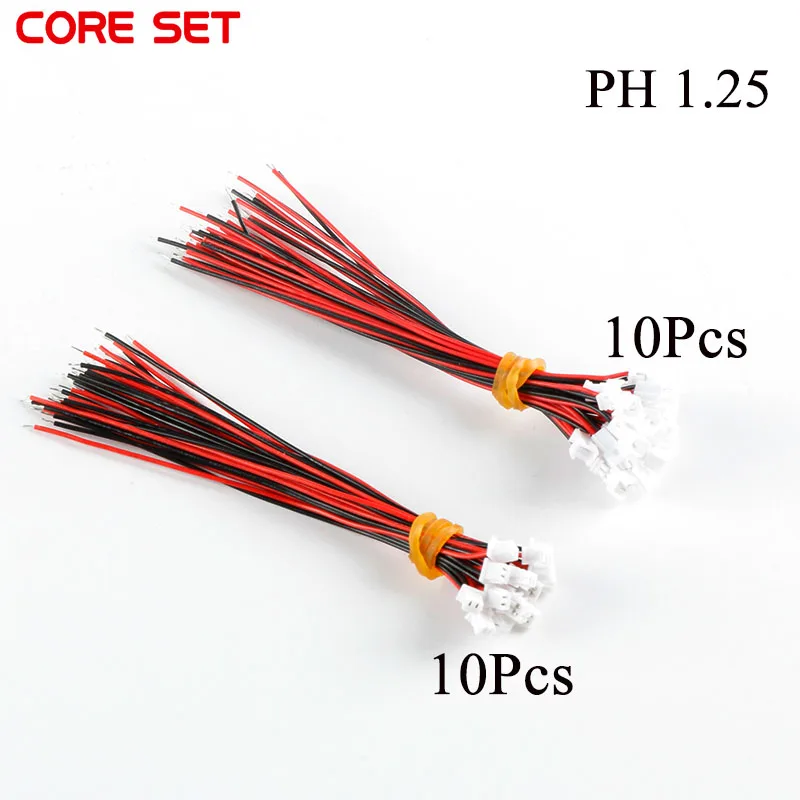 10 пар Micro JST PH 1 25 2-контактный Штекерный разъем с проводными кабелями 100 мм 28AWG |