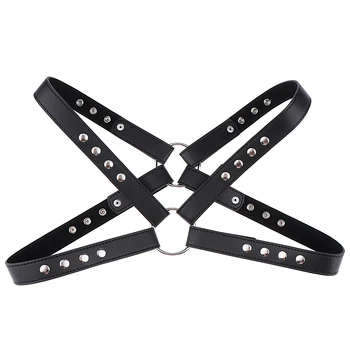 

Men PU Leather Restrain Chest Harness Straps Clubwear Costume Fancy