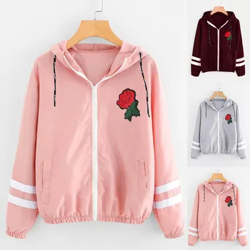 

Autumn MAXIORILL кардиган свитер пальто women sweatshirt толстовка толстовки женская Long Sleeve Rose Zip Sport coat #3