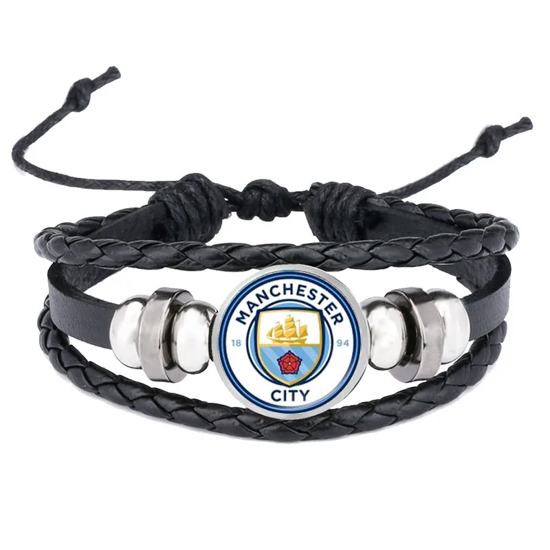 Браслеты с логотипом футбольного клуба, браслеты с логотипом футбольного клуба, стеклянные ювелирные изделия, браслет с логотипом команды, подарки для фанатов футбола - Окраска металла: Manchester city