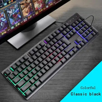 

104 Key Suspension Cap Rainbow Backlit Mechanical Feel USB Wired Waterproof Gaming Keyboard for Computer PC Laptop
