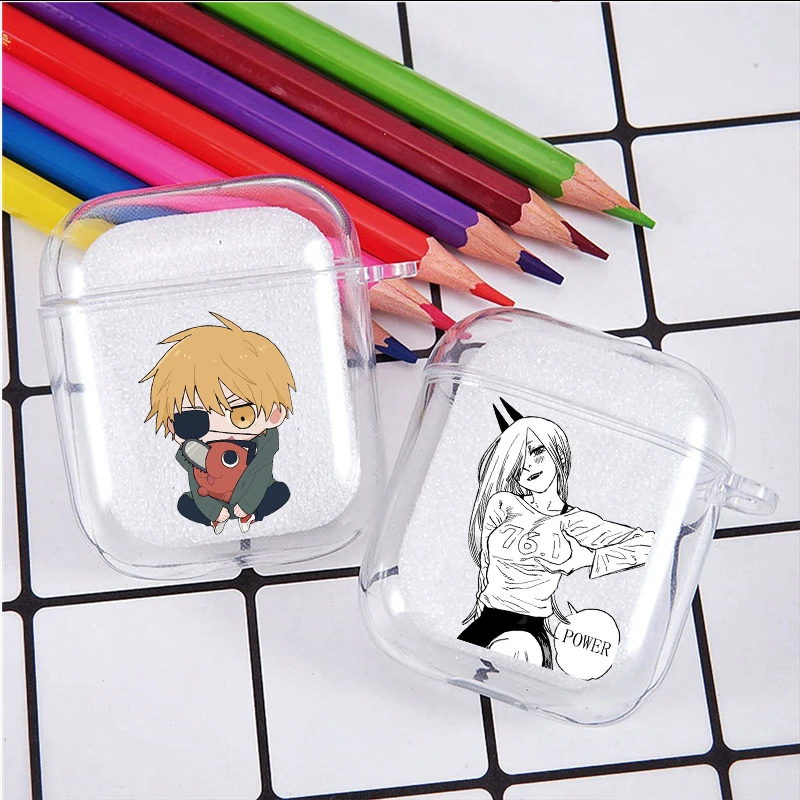 Cartoon Anime Chainsaw Man Power And Meowy Custodia Morbida In Silicone Tpu Per Airpods Pro 1 2 3 Clear Wireless Bluetooth Auricolare Box