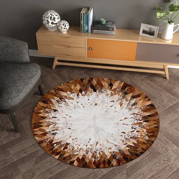 

Nordic Style Round Bedroom Carpets Soft Home Decoration Parlor Area Rug Sofa Chair Mat Floormat Geometric Living Room Carpet
