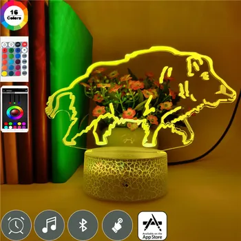 

Wild Boar 3D LED Night Light Colorful 5V USB Creative Small Acrylic Led Table Lamp Self Gifting Home Deco Gift Bluetooth Speaker