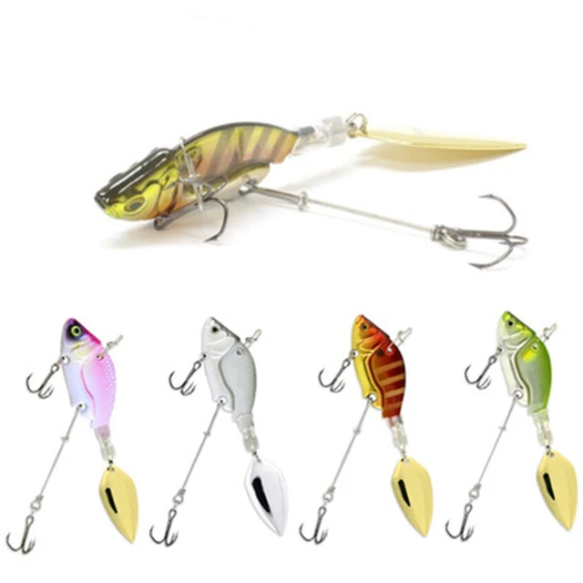 1PC 44mm/13.6g Metal Mini VIB Spoon Spin Sequin Lure Tackle Pin