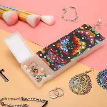 

DIY Mandala Special Shaped Diamond Painting 2 Grids Pencil Case Storage Box Gifts Multi-function Creative Small Item Storage Box