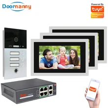 Doornanny-sistema de intercomunicación de vídeo con huella dactilar, WiFi, PoE, Tuya, apartamento, Villa, IP, SIP, videollamada, 10 pulgadas, completamente táctil, 720P, Digital