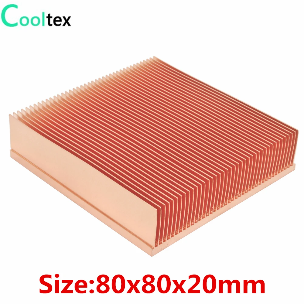 COOLTEX 80x80x20 мм радиатор из чистой меди ребристый для электронного чипа