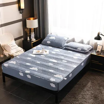 

Polyester thicken Fitted Sheet Cover Home Non-slip Bedspread Bed Linens Bedroom Decor Mattress Cover Twin/King/Queen Bedcover